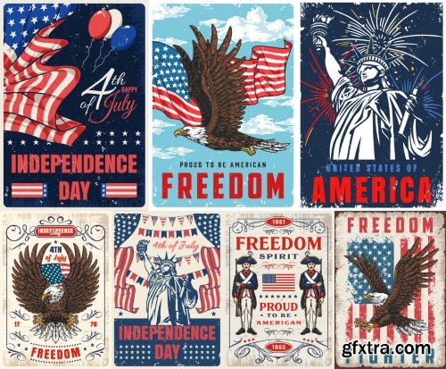 USA Indepence Day Badgets & Labels 18xAI