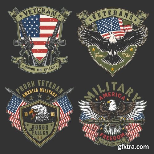 USA Indepence Day Badgets & Labels 18xAI