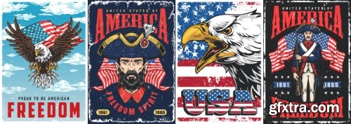 USA Indepence Day Badgets & Labels 18xAI