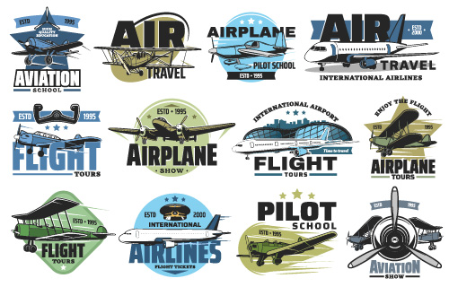Aviation & Air Travel Logotypes 36xAI