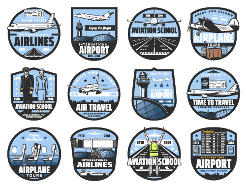 Aviation & Air Travel Logotypes 36xAI