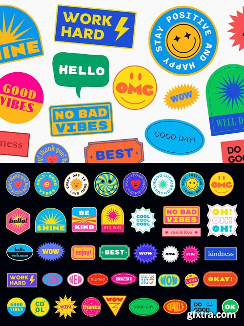 Cool Trendy Stickers - Vector Design Collection