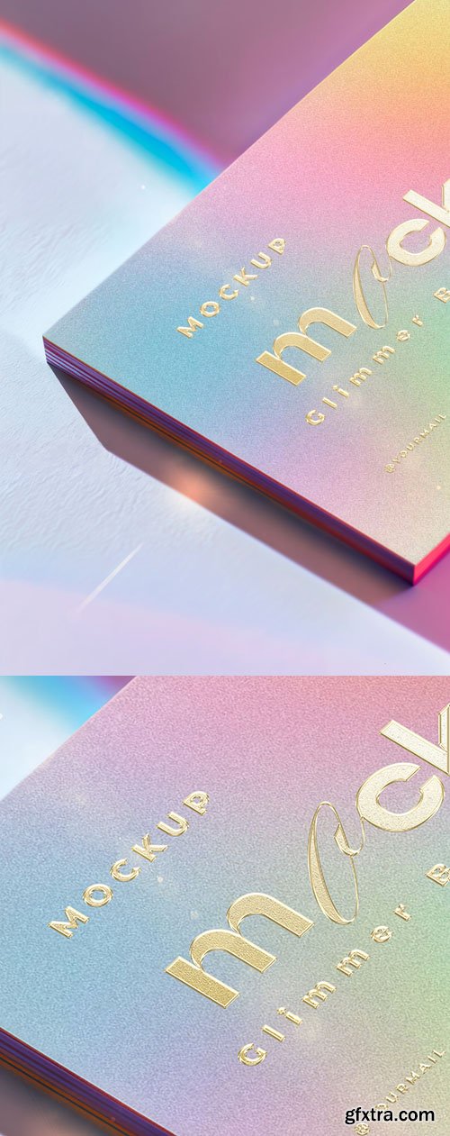 Holographic Business Card with Gilded Text - PSD Mockup Template