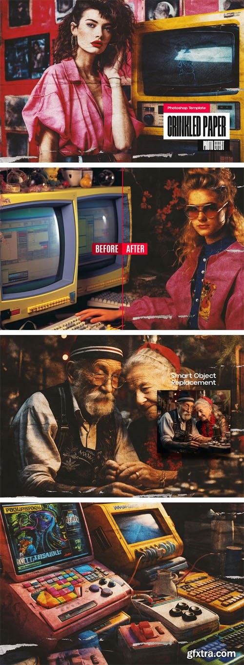 Crinkled Paper Photo Effect for Photoshop