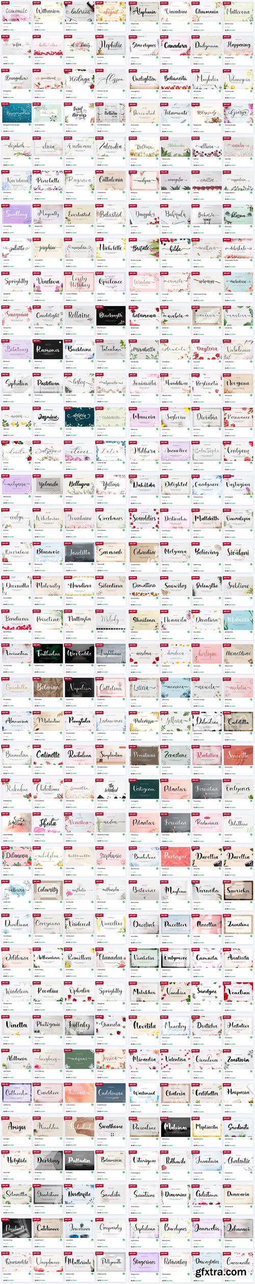 Mega Script Font Bundle - 330 Premium Fonts