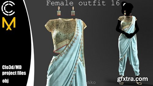 Female outfit 16. Marvelous Designer/Clo3d project + OBJ