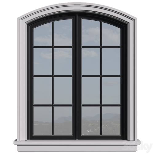 '3dsky Pro - Arched aluminum facade window in a modern style.Exterior Street Window .'