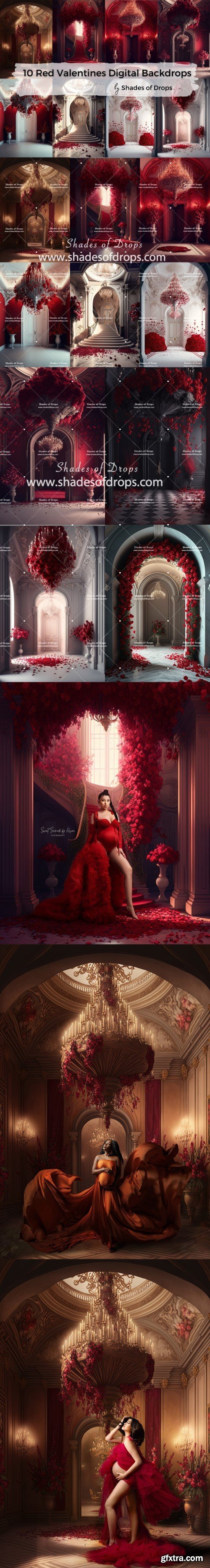 10 x Digital Backdrops, Bundle Floral Maternity Backdrop Overlays, Studio Backdrop Overlays, Fine Art Textures, Photoshop Overlays