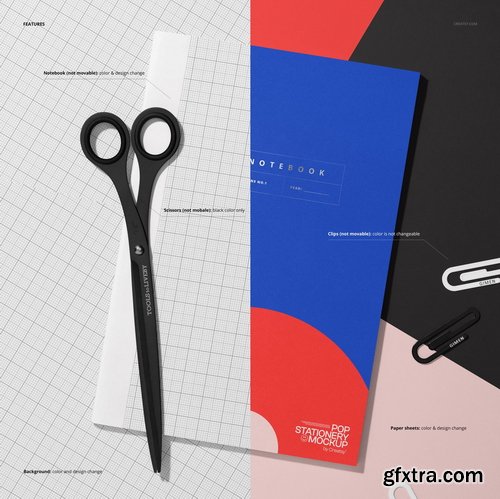 Creatsy - Stationery Scene with Classic Tape-Bound Notebook Mockup - 1107548501 Creatsy - Stationery Scene with Classic Tape-Bound Notebook Mockup - 1107548501