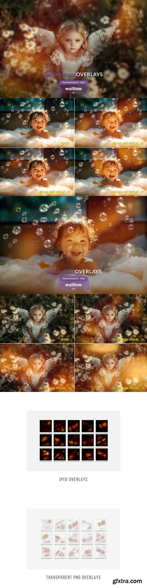 Creativemarket - Soft subtle golden sunlight overlays