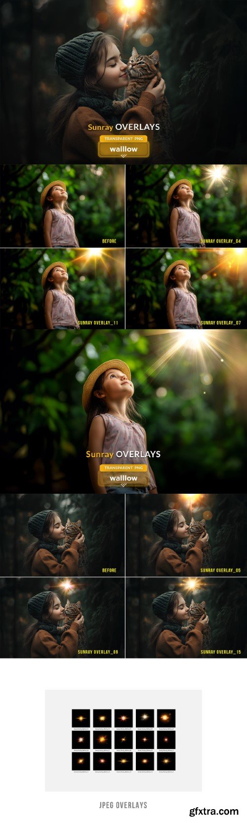 Creativemarket - Sunrays transparent PNG overlays