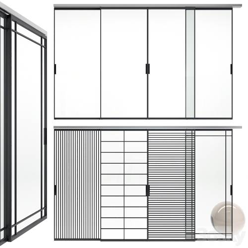 '3dsky Pro - Sliding glass partitions Union in Stratus Slim profile'