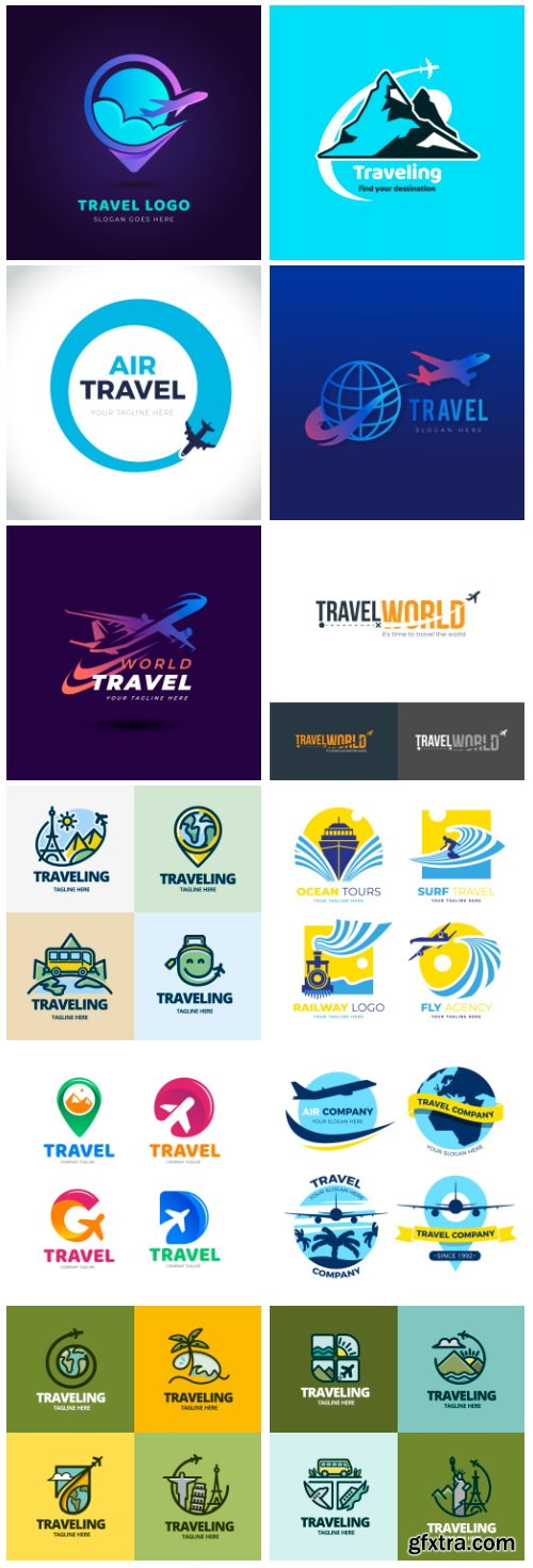 Travel &amp; Vacation Logos 12xEPS