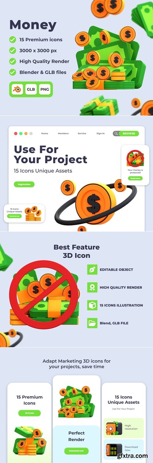 Money 3D 3D Illustration Pack Money 3D 3D Illustration Pack