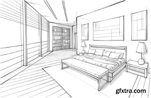 Architecture Collection - Streets, Rooms & Halls Sketches 50xEPS