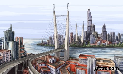 Architecture Collection - Streets, Rooms & Halls Sketches 50xEPS