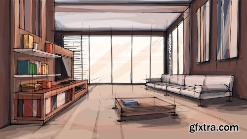 Architecture Collection - Streets, Rooms & Halls Sketches 50xEPS