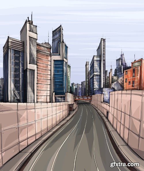 Architecture Collection - Streets, Rooms & Halls Sketches 50xEPS