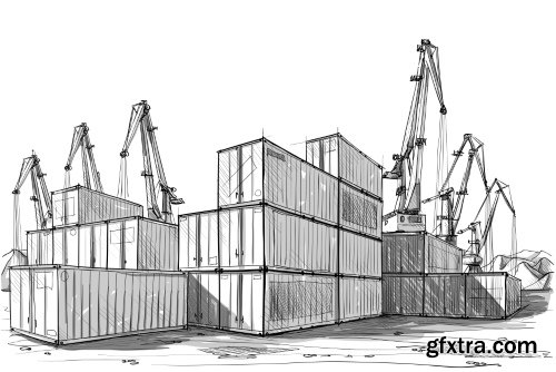 Architecture Collection - Streets, Rooms & Halls Sketches 50xEPS