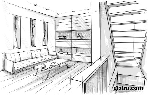 Architecture Collection - Streets, Rooms & Halls Sketches 50xEPS