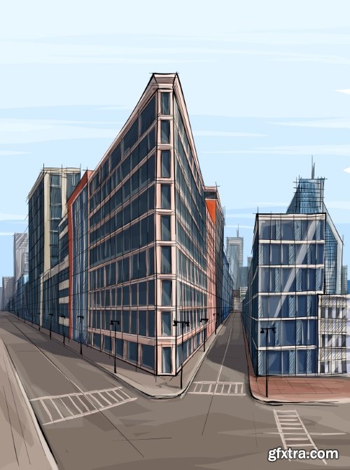 Architecture Collection - Streets, Rooms & Halls Sketches 50xEPS