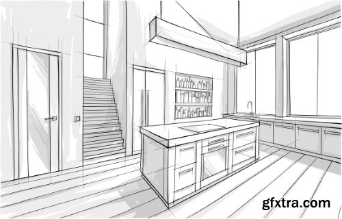 Architecture Collection - Streets, Rooms & Halls Sketches 50xEPS