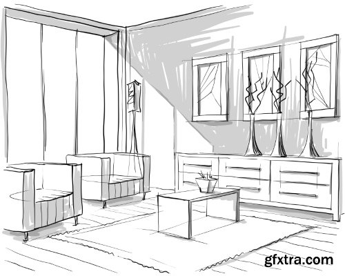 Architecture Collection - Streets, Rooms & Halls Sketches 50xEPS