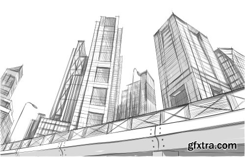 Architecture Collection - Streets, Rooms & Halls Sketches 50xEPS