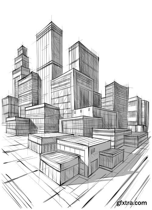 Architecture Collection - Streets, Rooms & Halls Sketches 50xEPS