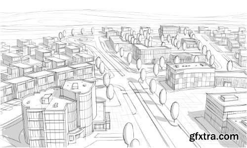 Architecture Collection - Streets, Rooms & Halls Sketches 50xEPS