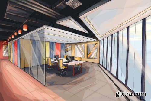 Architecture Collection - Streets, Rooms & Halls Sketches 50xEPS