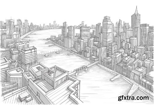 Architecture Collection - Streets, Rooms & Halls Sketches 50xEPS