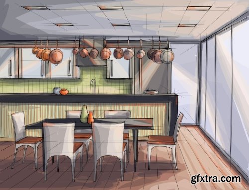 Architecture Collection - Streets, Rooms & Halls Sketches 50xEPS