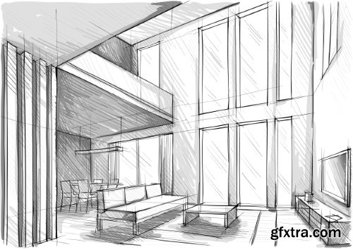 Architecture Collection - Streets, Rooms & Halls Sketches 50xEPS