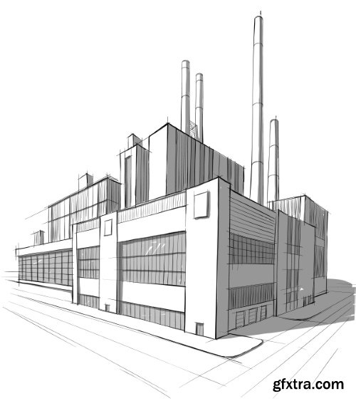 Architecture Collection - Streets, Rooms & Halls Sketches 50xEPS