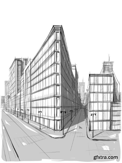 Architecture Collection - Streets, Rooms & Halls Sketches 50xEPS