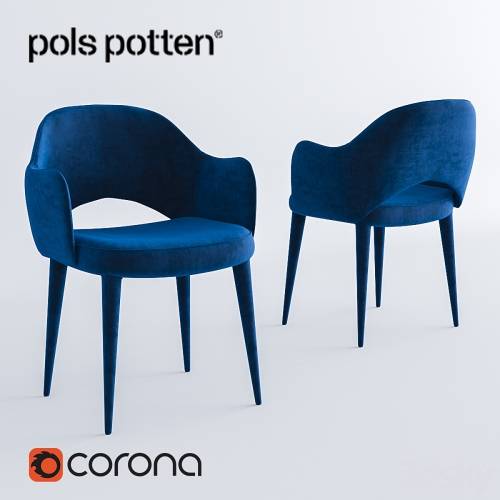 '3dsky Pro - Pols Potten Chair arms cosy velvet blue'