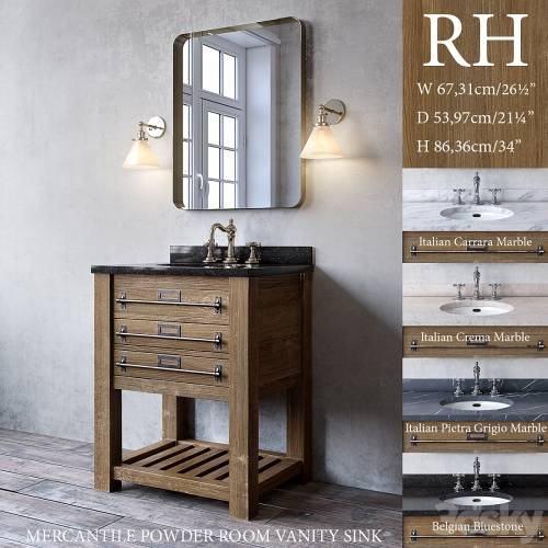 '3dsky Pro - MERCANTILE POWDER ROOM VANITY SINK'