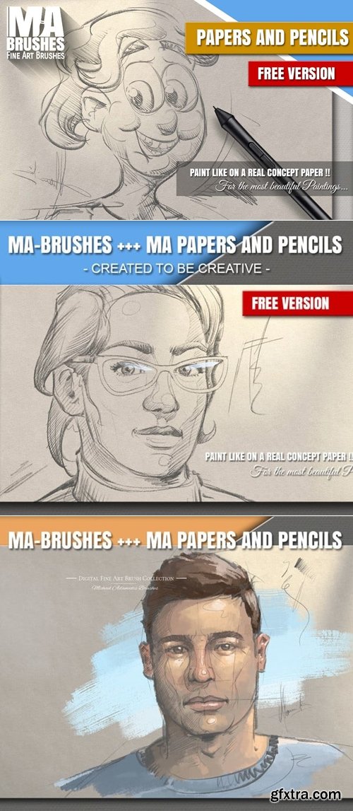 Artstation - MA-Brushes REAL Papers & Pencils ++ FREE Brush Pack (Painting Brushes)