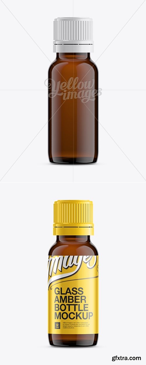 YellowImages - 15ml Amber Glass Essential Oil Bottle Mockup 11417