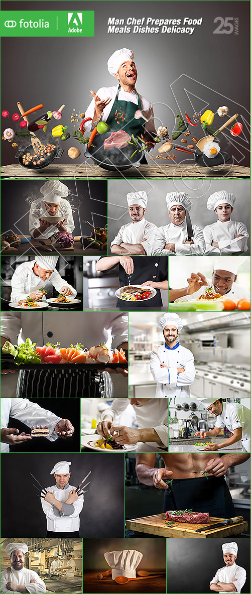 Man Chef Prepares Food Meals Dishes Delicacy 25xJPG