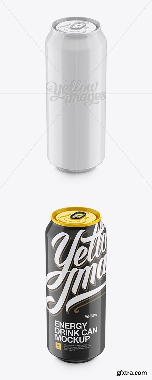 YellowImages - 500ml Aluminium Can With Glossy Finish Mockup (High-Angle Shot) 13196