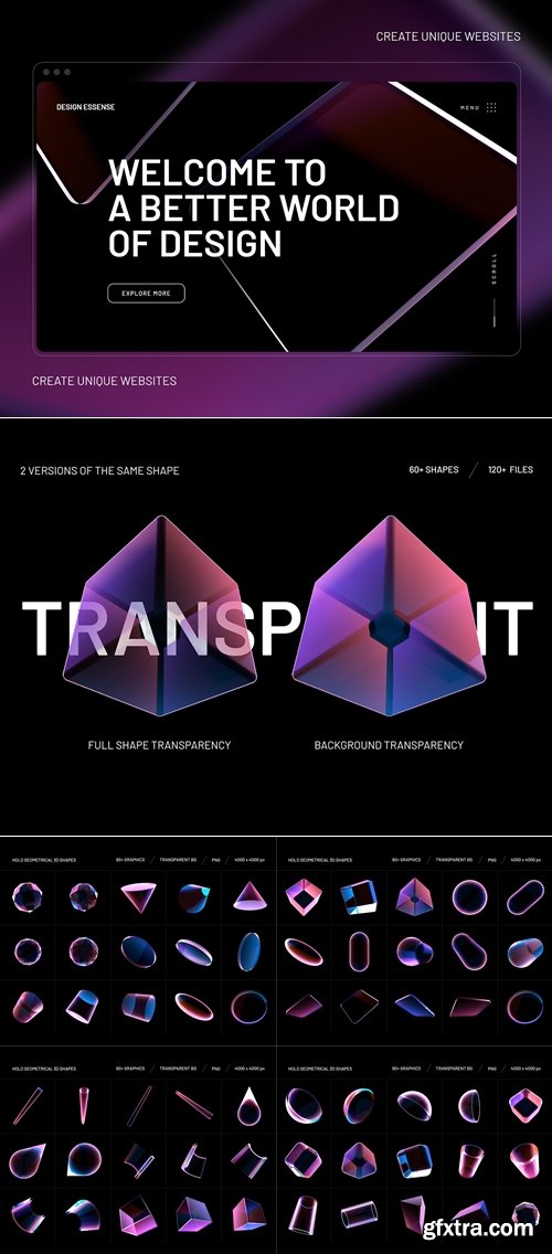 Holo Geometrical 3D Shapes Collection