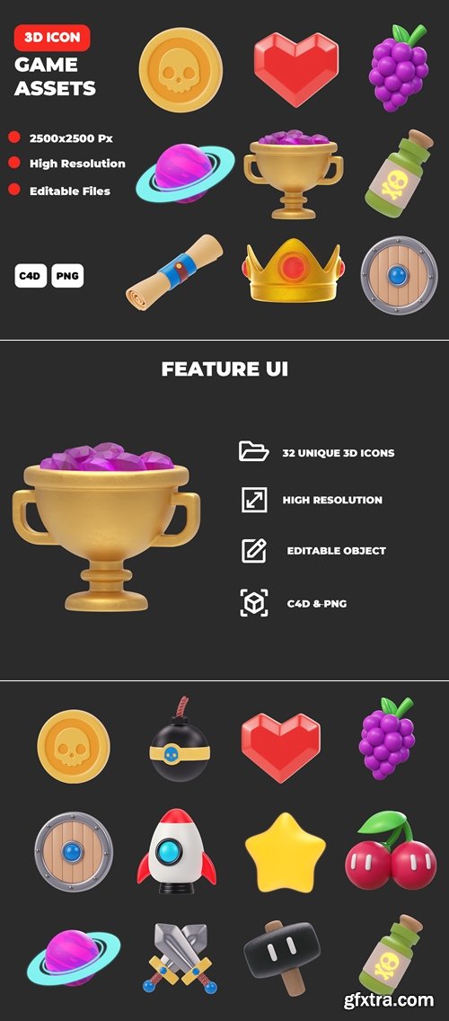 Game Assets 3D Icon Pack