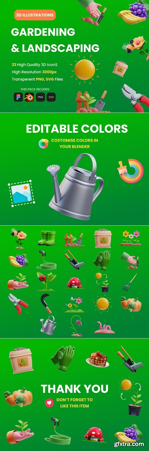 Gardening & Landscaping 3D Illustrations