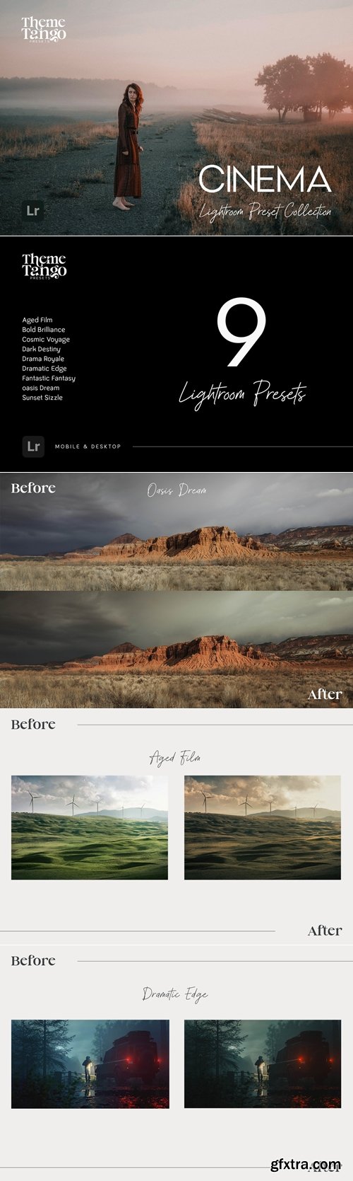 CreativeMarket - 9 Cinematic Lightroom Presets 291169651