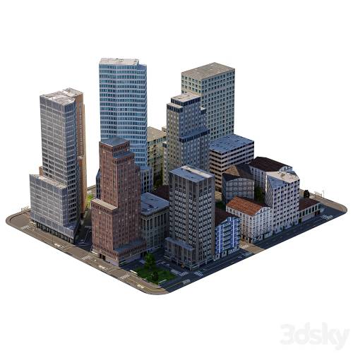 '3dsky Pro - Low poly model of a city block'
