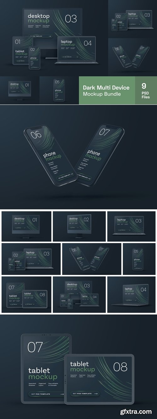 CreativeMarket - Dark Clay Multi Device Mockup Set 7165106
