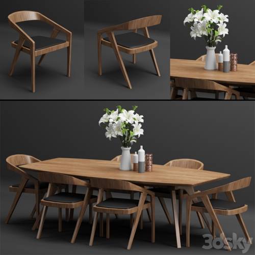 '3dsky Pro - Katakana Dining Set (Table + Chairs )by Dare Studio' '3dsky Pro - Katakana Dining Set (Table + Chairs )by Dare Studio'