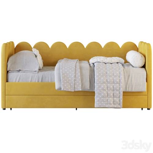 '3dsky Pro - Children's bed Tabby 90 Velvet Yellow'